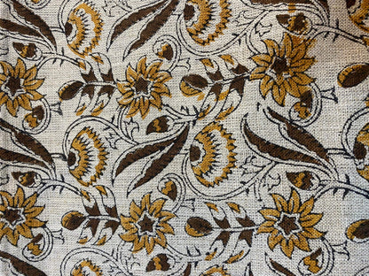 58" inches Hand Block Printed Linen Fabric , Home Decor Best Linen Fabric for decor, pillows ,upholstery, curtain