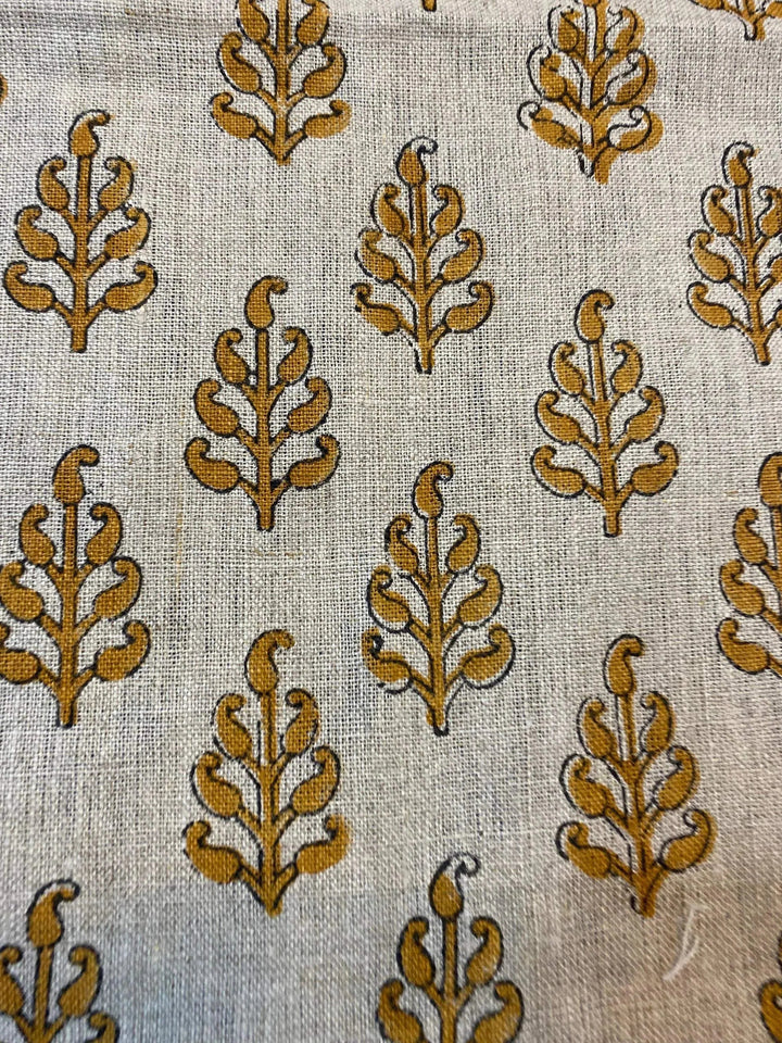 58" inches Hand Block Printed Linen Fabric , Home Decor Best Linen Fabric for decor, pillows ,upholstery, curtain - Maple Village Lane