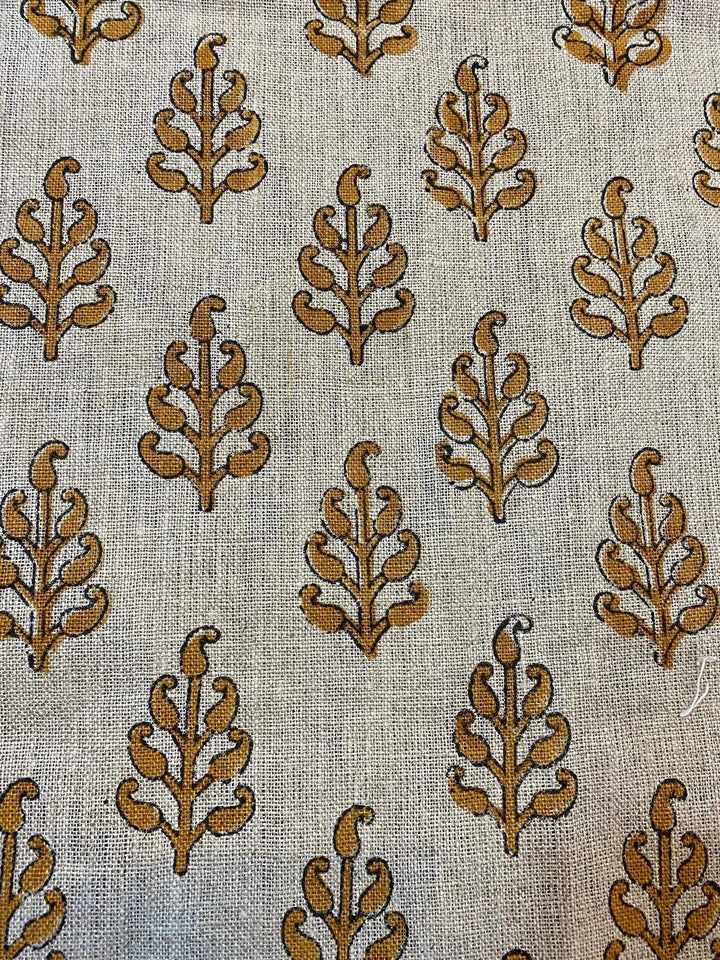 58" inches Hand Block Printed Linen Fabric , Home Decor Best Linen Fabric for decor, pillows ,upholstery, curtain - Maple Village Lane