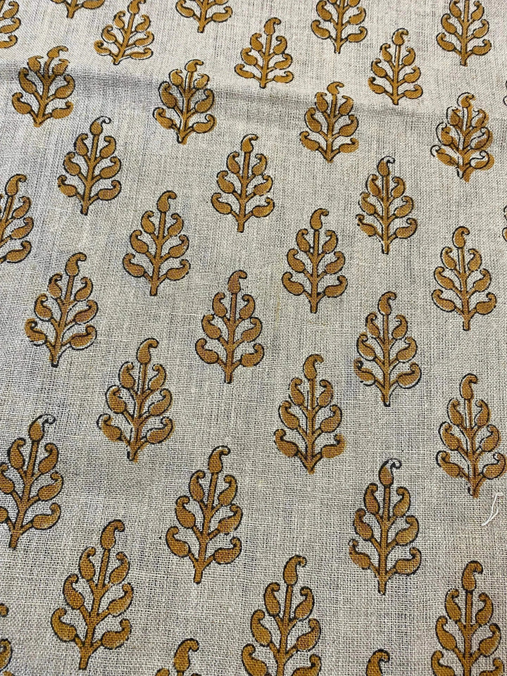 58" inches Hand Block Printed Linen Fabric , Home Decor Best Linen Fabric for decor, pillows ,upholstery, curtain - Maple Village Lane