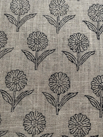 58" inches Hand Block Printed Linen Fabric , Home Decor Best Linen Fabric for decor, pillows ,upholstery, curtain