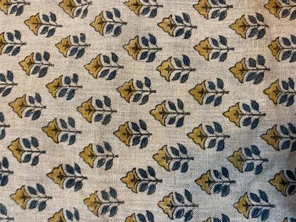 58" inches Indian Hand Block Print Fabric, Indian Linen Fabric, Block Print Fabric, Designer Floral Printing Fabric, Upholstery fabric,