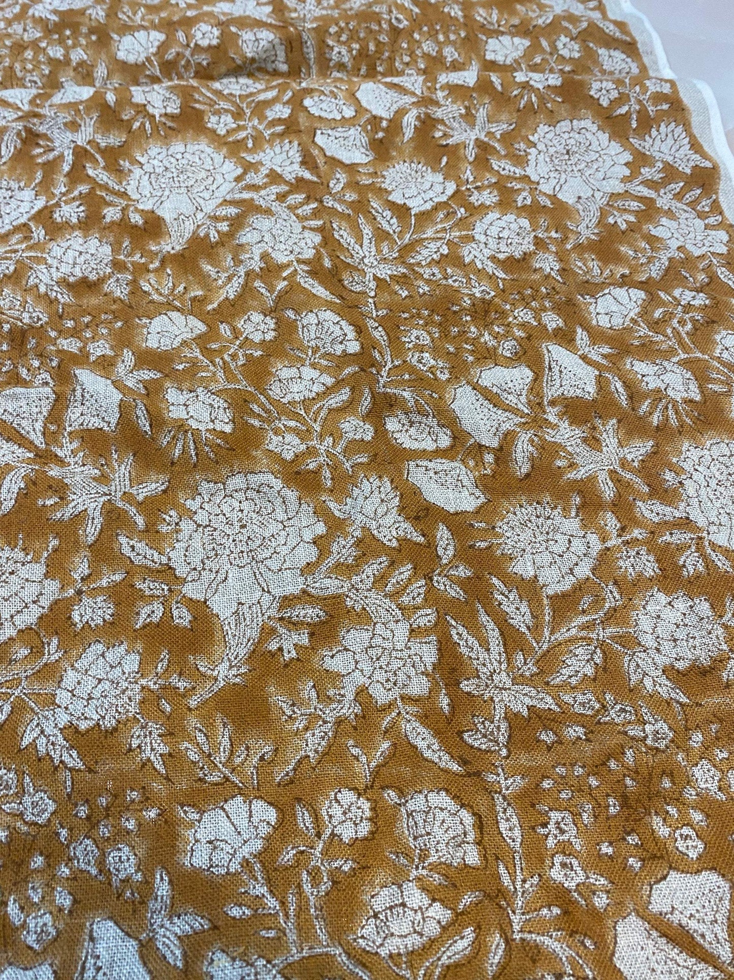 58" inches Indian Hand Block Print Fabric, Indian Linen Fabric, Block Print Fabric, Designer Floral Printing Fabric, Upholstery fabric, - Maple Village Lane