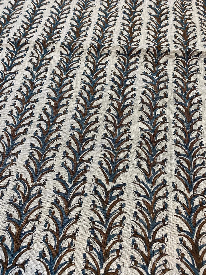Joy Indian Hand Block Print Linen Fabric For Curtains and Upholstery - Maple Village Lane