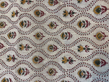 58" inches Indian Hand Block Print Fabric, Indian Linen Fabric, Block Print Fabric, Designer Floral Printing Fabric, Upholstery fabric,