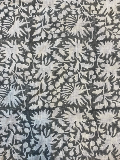 58" inches Indian Hand Block Print Fabric, Indian Linen Fabric, Block Print Fabric, Designer Floral Printing Fabric, Upholstery fabric,