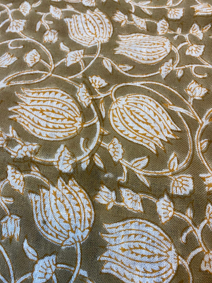 58" inches Indian Hand Block Print Fabric, Indian Linen Fabric, Block Print Fabric, Designer Floral Printing Fabric, Upholstery fabric,