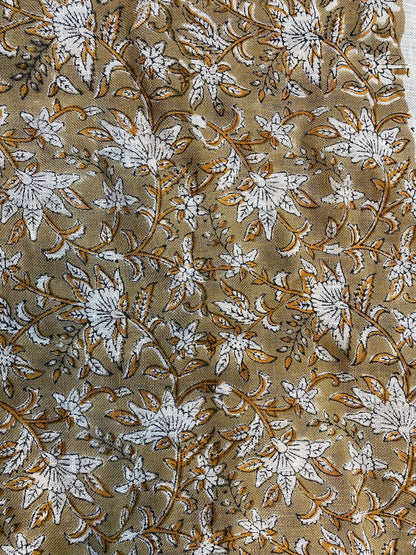 58" inches Indian Hand Block Print Fabric, Indian Linen Fabric, Block Print Fabric, Designer Floral Printing Fabric, Upholstery fabric,