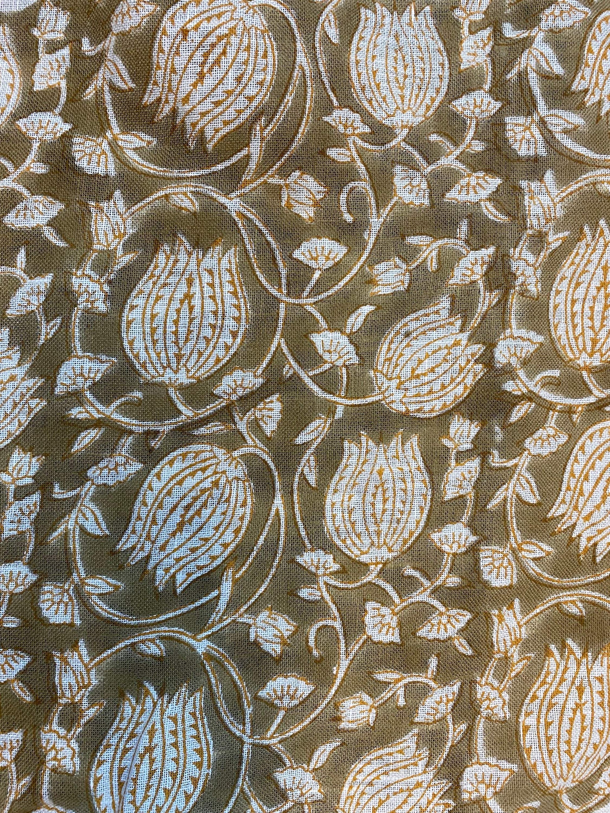 Linen fabric, Fabric by yard, Hand printed fabric, Block Print Fabric, Indian Fabric