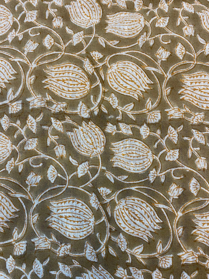 58" inches Indian Hand Block Print Fabric, Indian Linen Fabric, Block Print Fabric, Designer Floral Printing Fabric, Upholstery fabric,