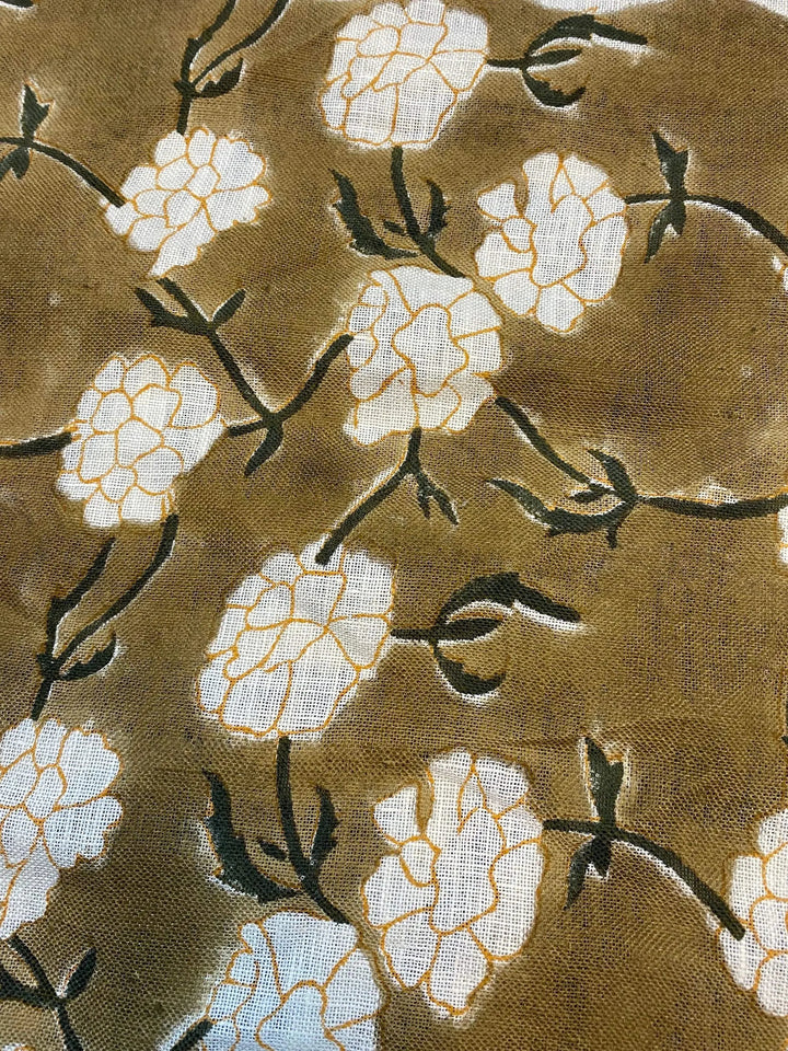 Joselyn Indian Hand Block Print Linen Designer Floral Fabric for Upholstery, Curtains etc - Maple Village Lane