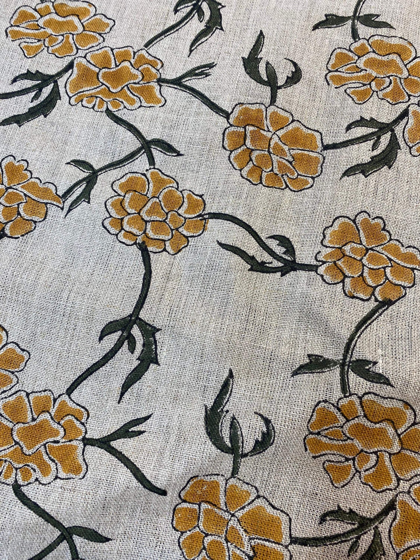 58" inches Hand Block Printed Linen Fabric , Home Decor Best Linen Fabric for decor, pillows ,upholstery, curtain