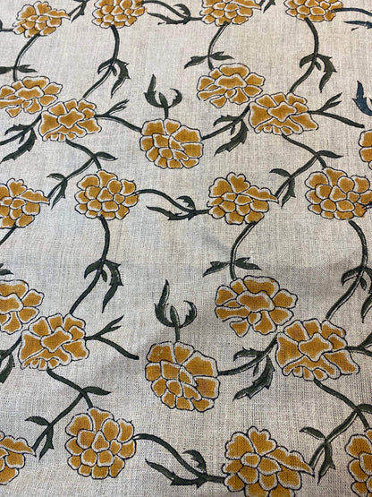 58" inches Hand Block Printed Linen Fabric , Home Decor Best Linen Fabric for decor, pillows ,upholstery, curtain