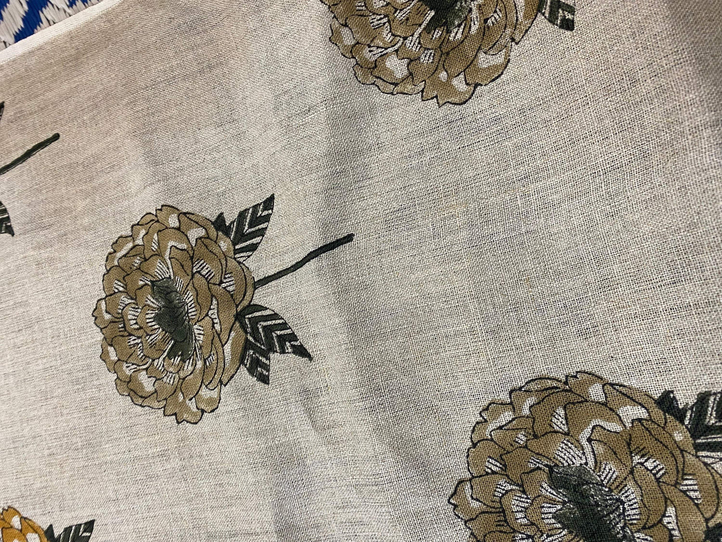 58" inches Hand Block Printed Linen Fabric , Home Decor Best Linen Fabric for decor, pillows ,upholstery, curtain