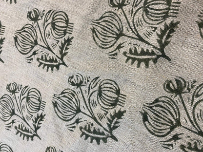 58" inches Hand Block Printed Linen Fabric , Home Decor Best Linen Fabric for decor, pillows ,upholstery, curtain