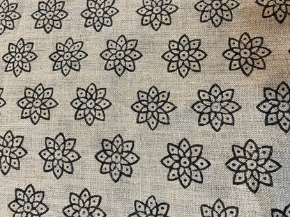 58" inches Hand Block Printed Linen Fabric , Home Decor Best Linen Fabric for decor, pillows ,upholstery, curtain