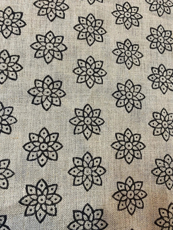58" inches Hand Block Printed Linen Fabric , Home Decor Best Linen Fabric for decor, pillows ,upholstery, curtain - Maple Village Lane