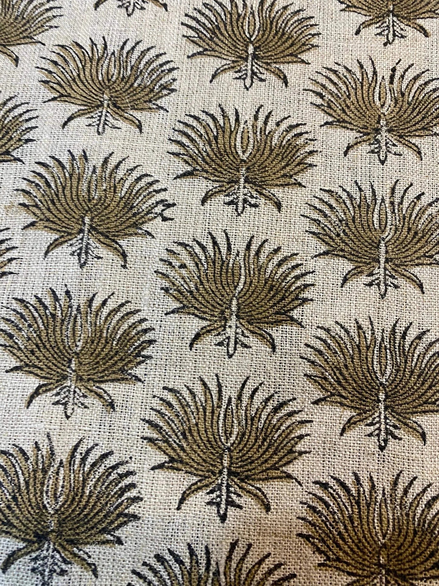 58" inches Hand Block Printed Linen Fabric , Home Decor Best Linen Fabric for decor, pillows ,upholstery, curtain - Maple Village Lane