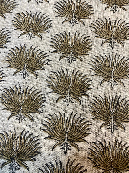 58" inches Hand Block Printed Linen Fabric , Home Decor Best Linen Fabric for decor, pillows ,upholstery, curtain - Maple Village Lane