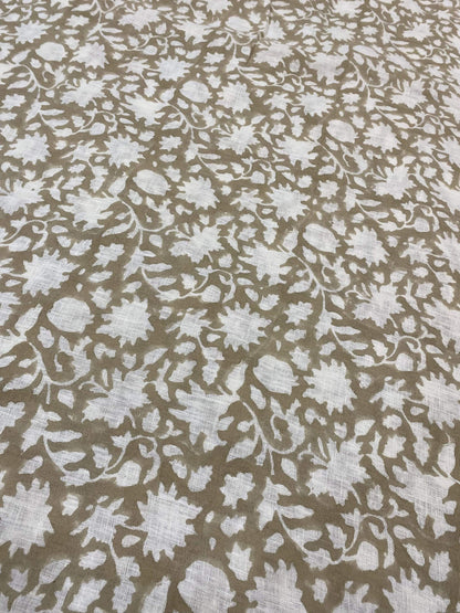 58" inches Hand Block Printed Linen Fabric , Home Decor Best Linen Fabric for decor, pillows ,upholstery, curtain - Maple Village Lane