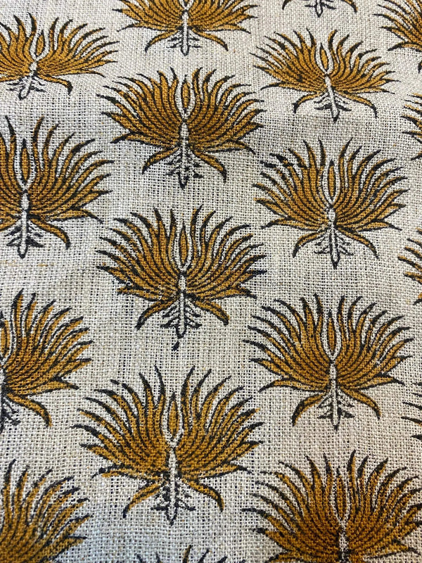 Pearl Hand Block Printed Linen Fabric