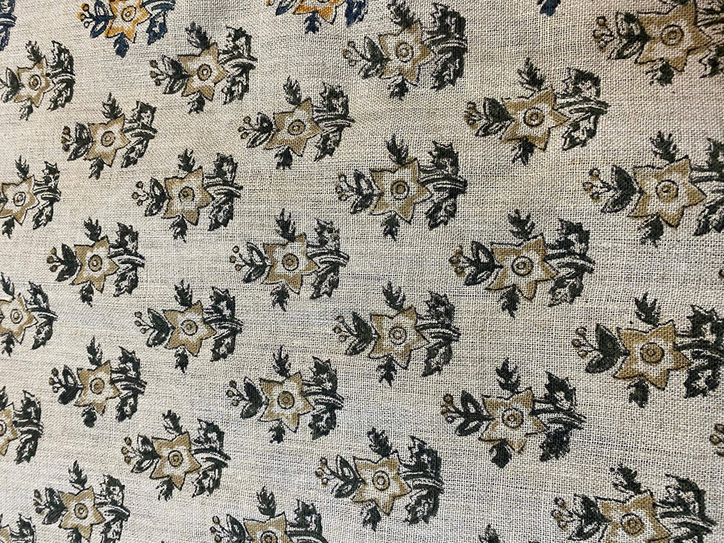 58" inches Hand Block Printed Linen Fabric , Home Decor Best Linen Fabric for decor, pillows ,upholstery, curtain