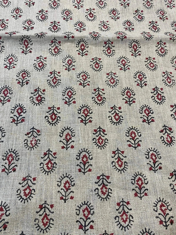 Ida Block Print Handloom Linen Fabric