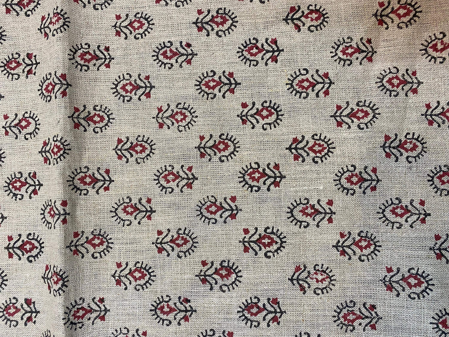 58" inches Hand Block Printed Linen Fabric , Home Decor Best Linen Fabric for decor, pillows ,upholstery, curtain