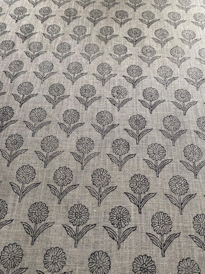 58" inches Hand Block Printed Linen Fabric , Home Decor Best Linen Fabric for decor, pillows ,upholstery, curtain