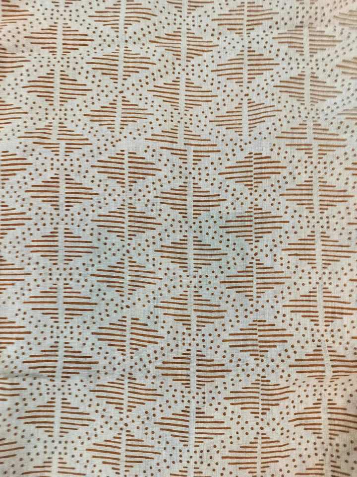 Zig-Zag Hand Block Print Designer Floral Fabric - Maple Village Lane