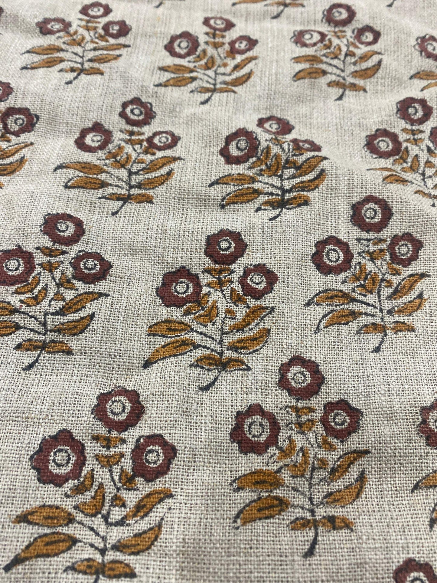 58" inches Hand Block Printed Linen Fabric , Home Decor Best Linen Fabric for decor, pillows ,upholstery, curtain