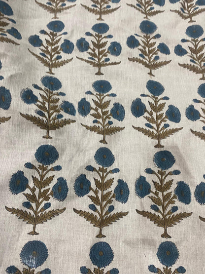 58" inches Hand Block Printed Linen Fabric , Home Decor Best Linen Fabric for decor, pillows ,upholstery, curtain