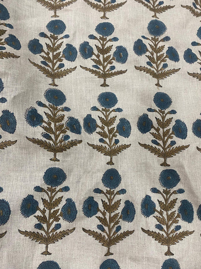 58" inches Hand Block Printed Linen Fabric , Home Decor Best Linen Fabric for decor, pillows ,upholstery, curtain