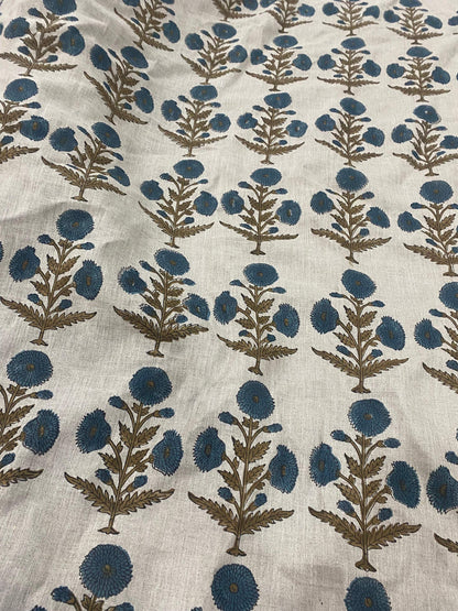 58" inches Hand Block Printed Linen Fabric , Home Decor Best Linen Fabric for decor, pillows ,upholstery, curtain