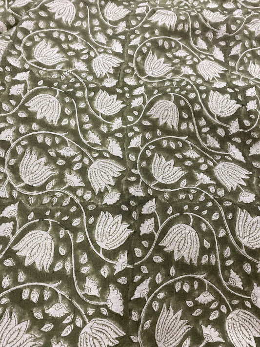 Linen fabric, Fabric by yard, Hand printed fabric, Block Print Fabric, Indian Fabric