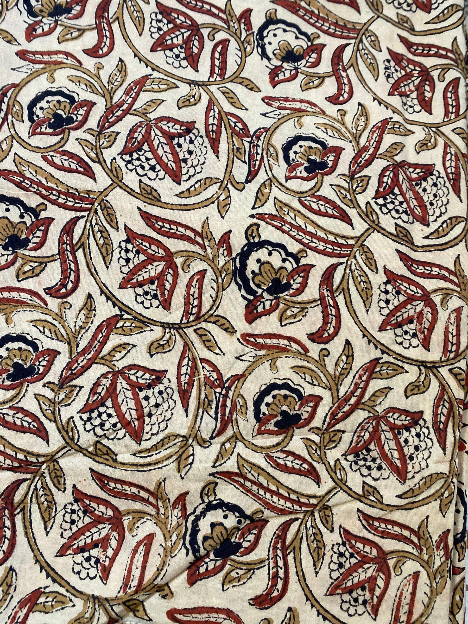 Indian Cotton Block Print Fabric by the Yard -Sewing and Quilting Fabric - Maple Village Lane