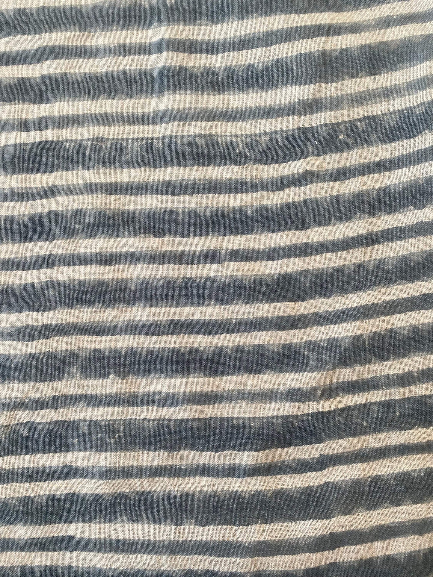 58" inches Striped Heavy Weight Linen fabric by the yard Natural Block Print MULTISTRIPE. Linen fabric for decor pillows,upholstery, curtain