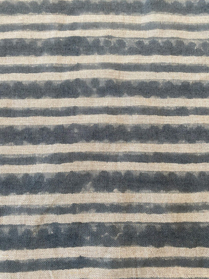 58" inches Striped Heavy Weight Linen fabric by the yard Natural Block Print MULTISTRIPE. Linen fabric for decor pillows,upholstery, curtain