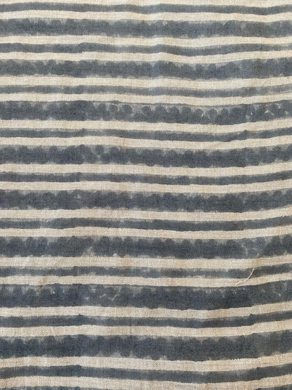 58" inches Striped Heavy Weight Linen fabric by the yard Natural Block Print MULTISTRIPE. Linen fabric for decor pillows,upholstery, curtain