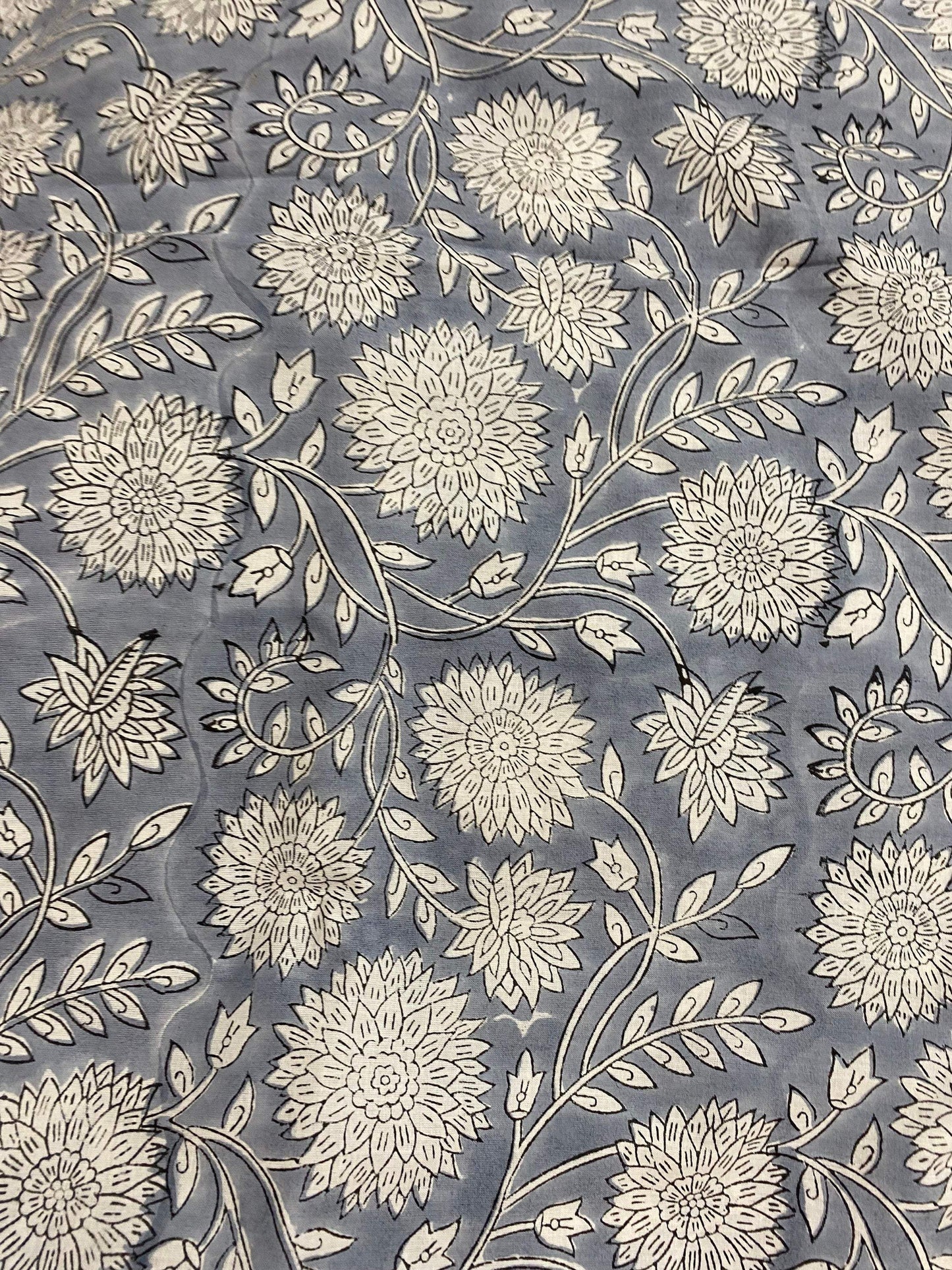 Floral Print Block Print Fabric 100% Cotton Indian Fabric, Hand Printed Natural Vegetable Dye Soft Cotton Woman Dress Fabric By Yard - Maple Village Lane