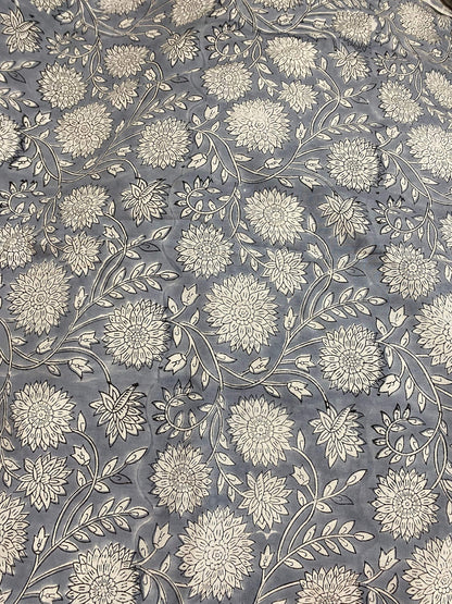 Floral Print Block Print Fabric 100% Cotton Indian Fabric, Hand Printed Natural Vegetable Dye Soft Cotton Woman Dress Fabric By Yard - Maple Village Lane