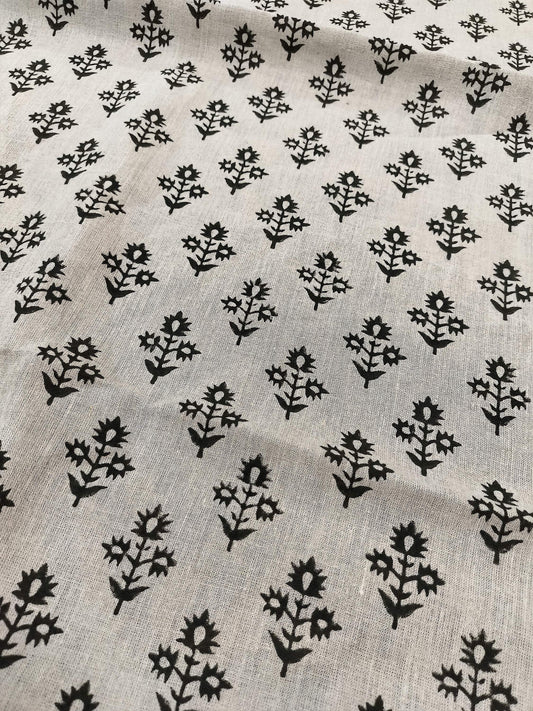 Linen fabric, Fabric by yard, Hand printed fabric, Block Print Fabric, Indian Fabric