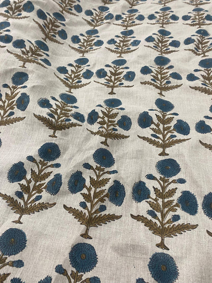 58" inches Hand Block Printed Linen Fabric , Home Decor Best Linen Fabric for decor, pillows ,upholstery, curtain