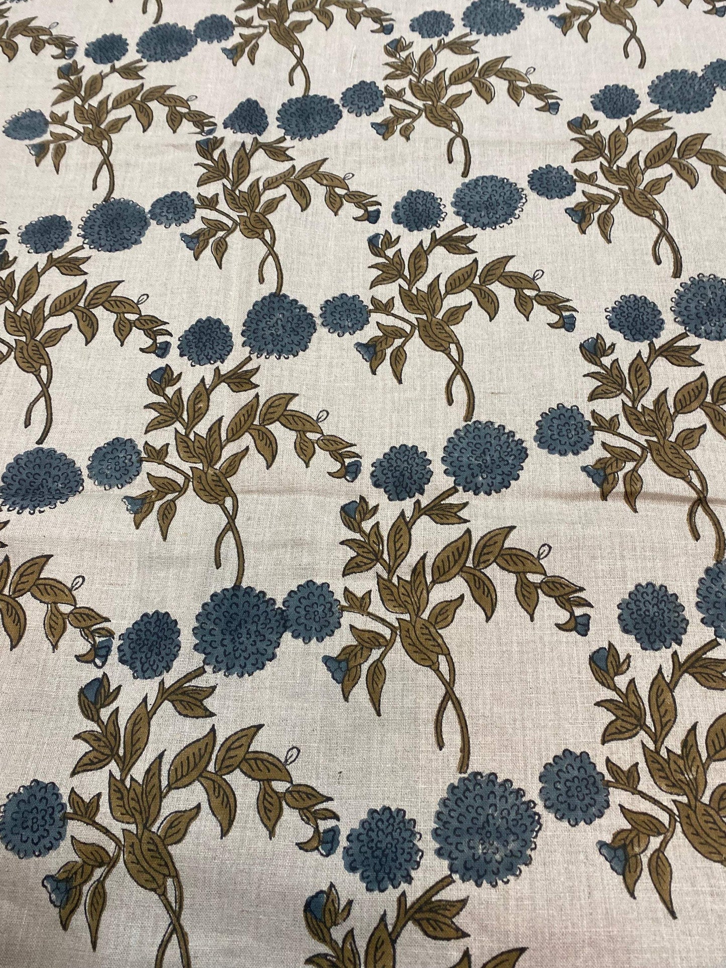 58" inches Indian Hand Block Print Fabric, Indian Linen Fabric, Block Print Fabric, Designer Floral Printing Fabric, Upholstery fabric,