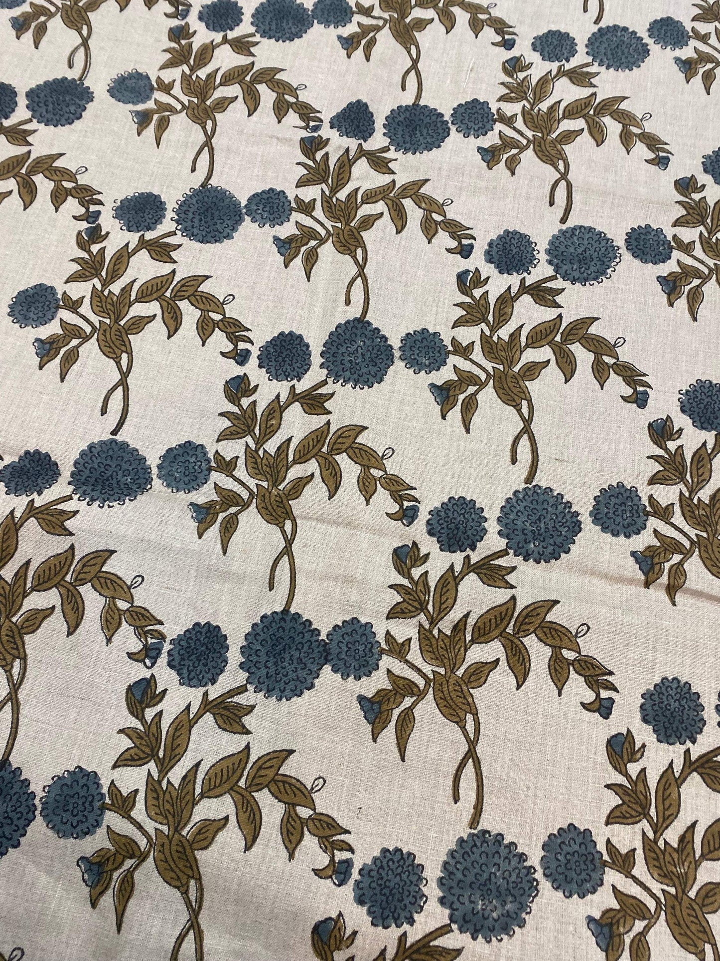 58" inches Indian Hand Block Print Fabric, Indian Linen Fabric, Block Print Fabric, Designer Floral Printing Fabric, Upholstery fabric,