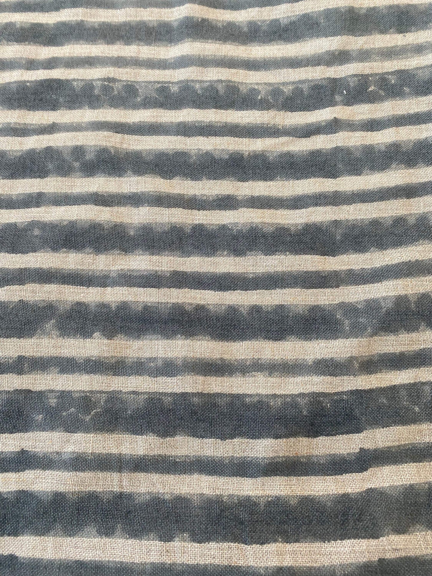 58" inches Striped Heavy Weight Linen fabric by the yard Natural Block Print MULTISTRIPE. Linen fabric for decor pillows,upholstery, curtain