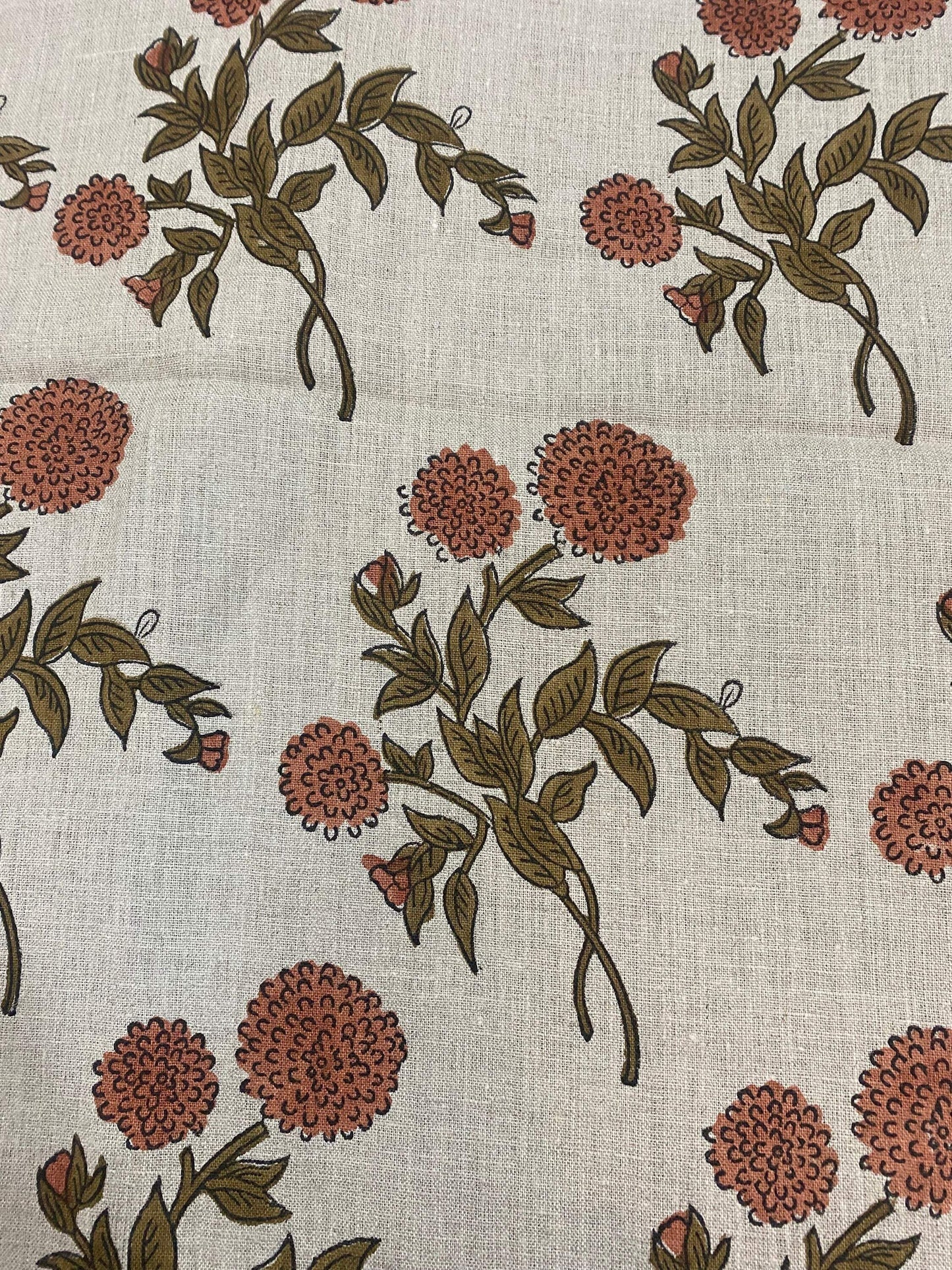 58" inches Indian Hand Block Print Fabric, Indian Linen Fabric, Block Print Fabric, Designer Floral Printing Fabric, Upholstery fabric,