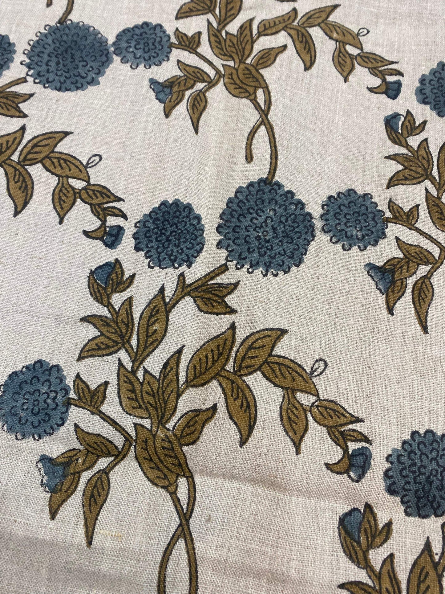 58" inches Indian Hand Block Print Fabric, Indian Linen Fabric, Block Print Fabric, Designer Floral Printing Fabric, Upholstery fabric,