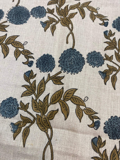 58" inches Indian Hand Block Print Fabric, Indian Linen Fabric, Block Print Fabric, Designer Floral Printing Fabric, Upholstery fabric,