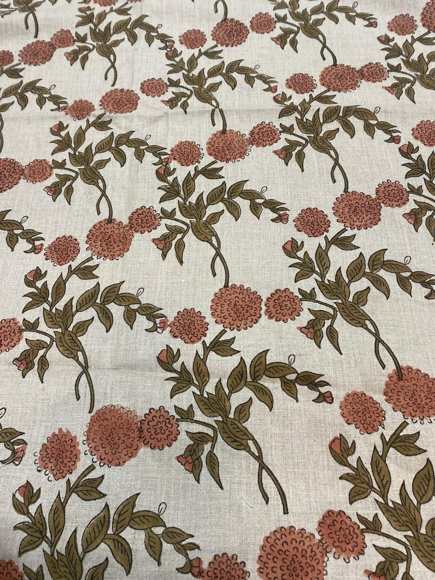 58" inches Indian Hand Block Print Fabric, Indian Linen Fabric, Block Print Fabric, Designer Floral Printing Fabric, Upholstery fabric,